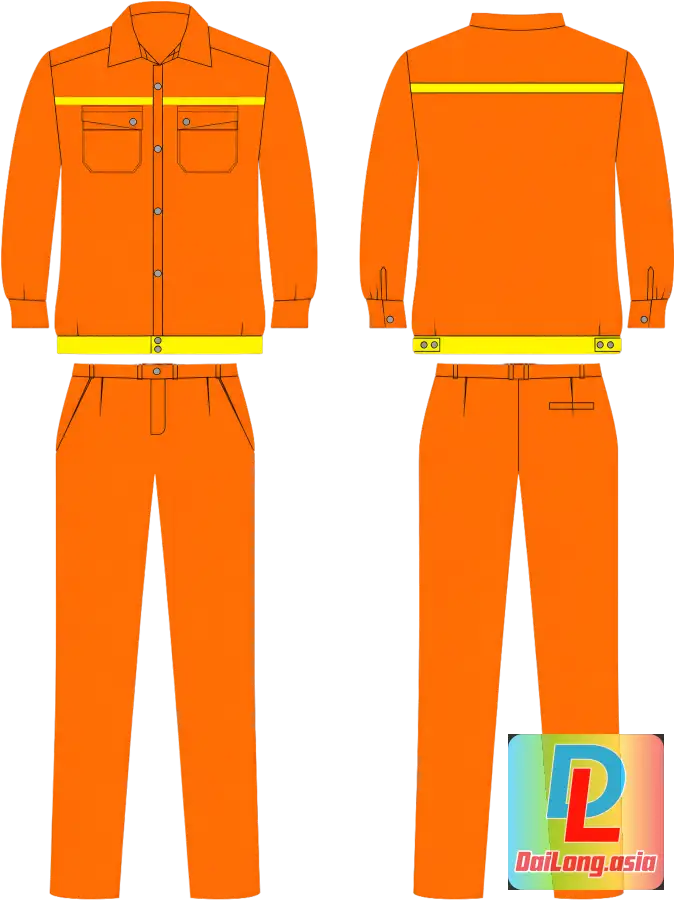 Bộ Quần Áo Đồng Phục Lao Động Màu Cam 01 PNG - Orange Work Uniform Set