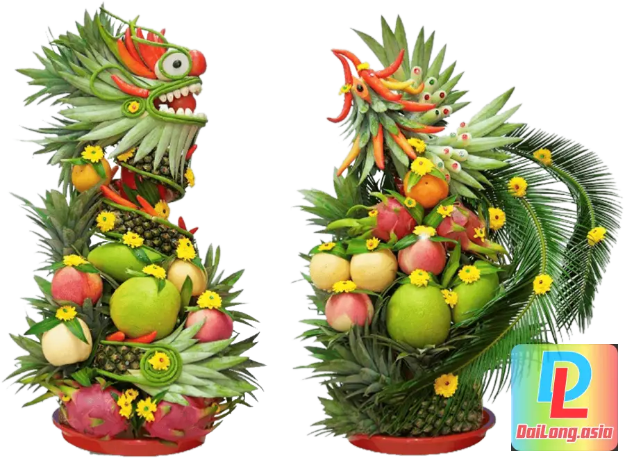 Cắt Tỉa Hoa Quả Rồng Phượng PNG - Pruning Dragon and Phoenix Fruits