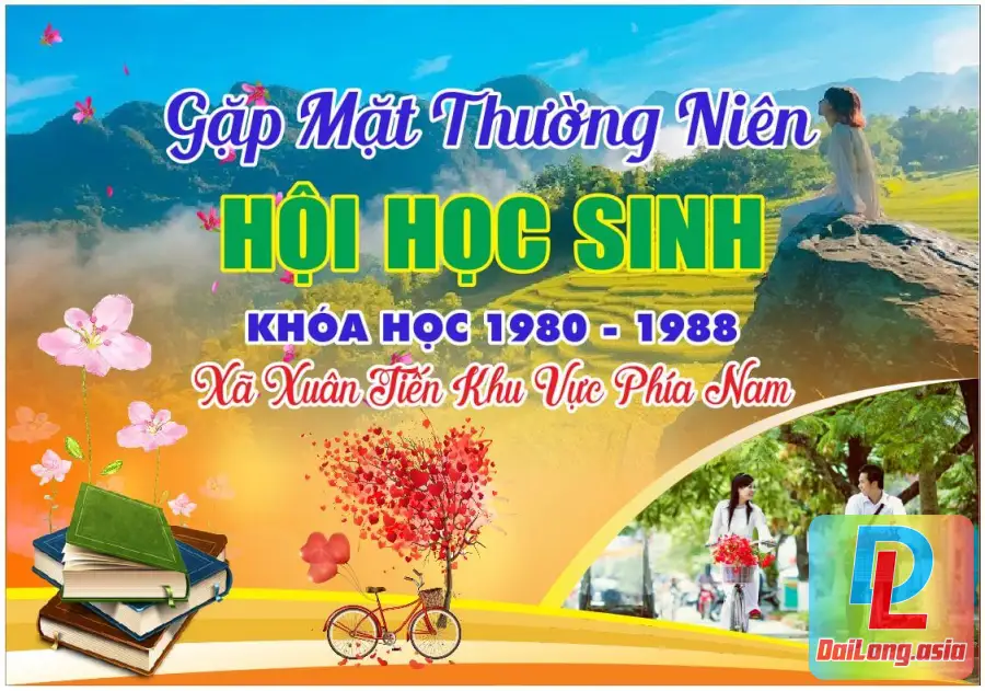 File Backdrop Liên Hoan - Gặp Mặt Họp Lớp Vector