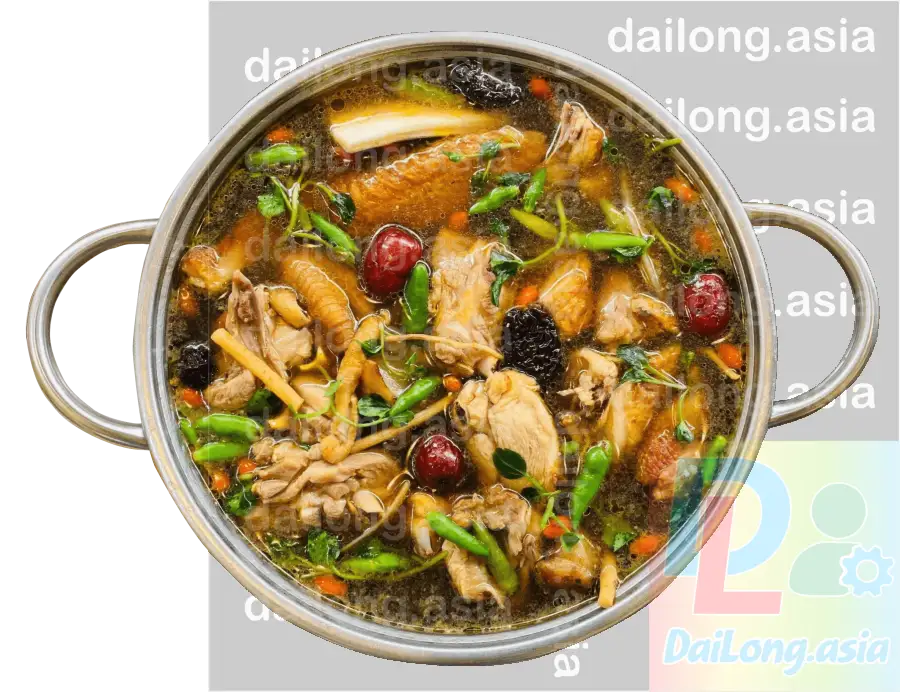 Lẩu Gà Tiềm Ớt Hiểm PNG - Spicy Chicken Hot Pot with Bird's Eye Chili