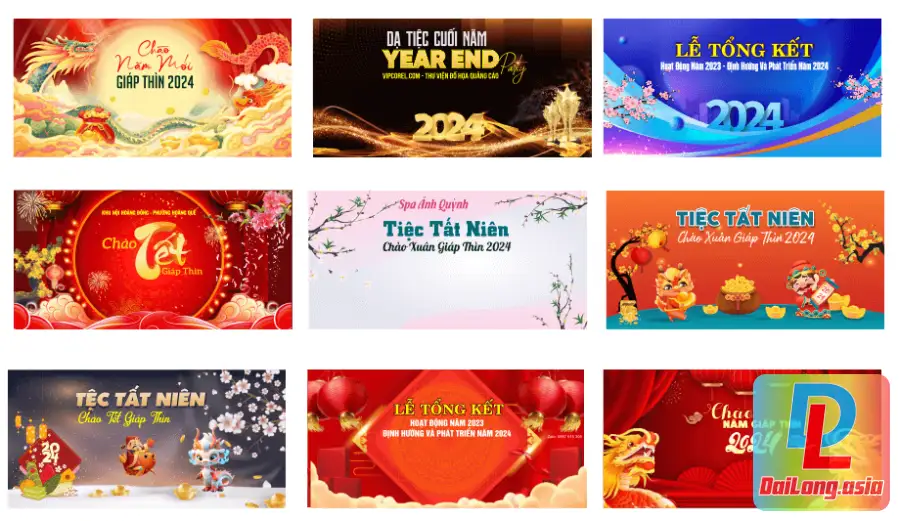 Trọn Bộ Tất Niên - End Of Year Background - Backdrop Vector 02